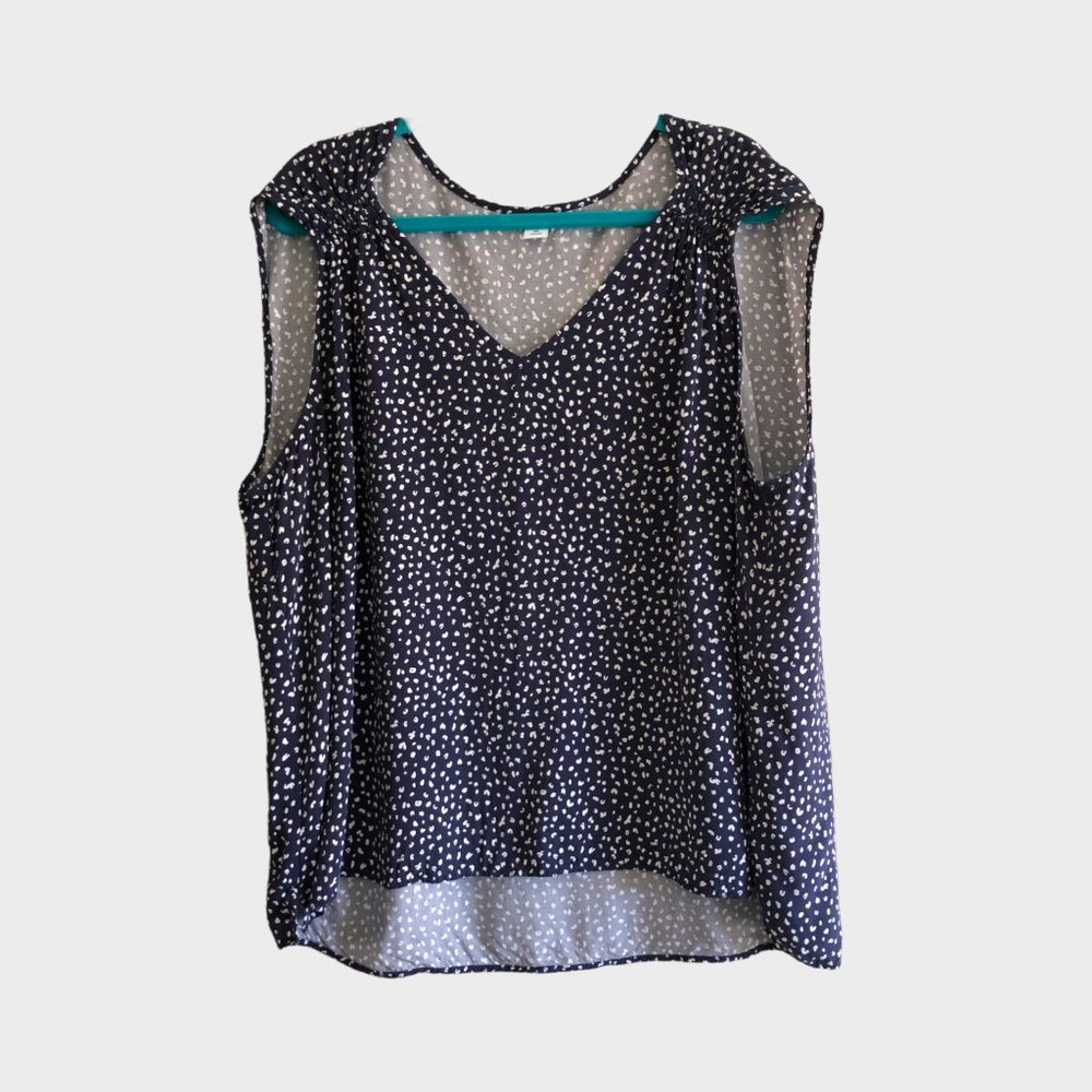 Old Navy Sleeveless Spotted Blouse Ruched Shoulders size XXL